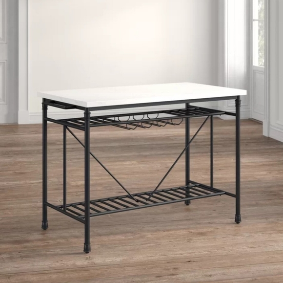 Kitchen Island w/Marble Top - Picture 4 of 5